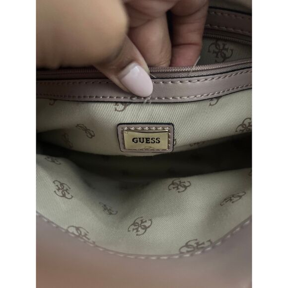 Guess 1981 Blush Pink Tassel Bow Top Handle Crossbody Leather Structured Bag - Picture 9 of 9